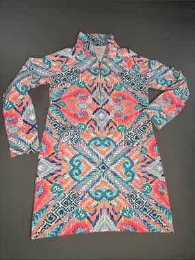 Lilly Pulitzer Skipper Dress Womens Medium UPF 50 Solar Opposite Popover Terry